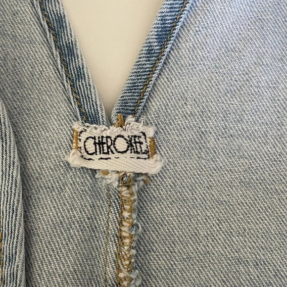 Vintage Cherokee Jean Shortalls Women’s Large Bermuda Shorts Garden Chore Boho - Picture 6 of 11